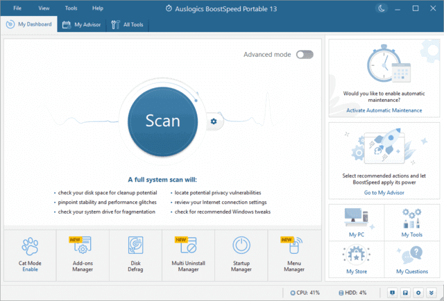 Auslogics BoostSpeed优化电脑性能v14.0.0.0 便携版